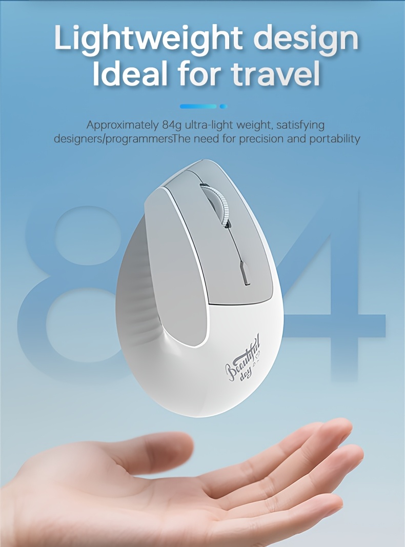 AJAZZ I300 Wireless Dual-Mode BT+2.4G Ergonomic Mouse, 1600 DPI, Ultra-Quiet Keys, Approx. 84g Lightweight, 400mAh Battery Life