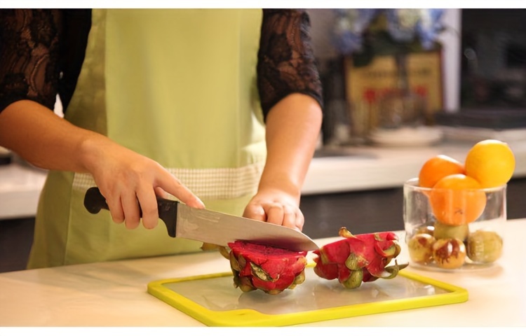 glass chopping board with orange frame kitchen essentials   41cm x 33cm details 4