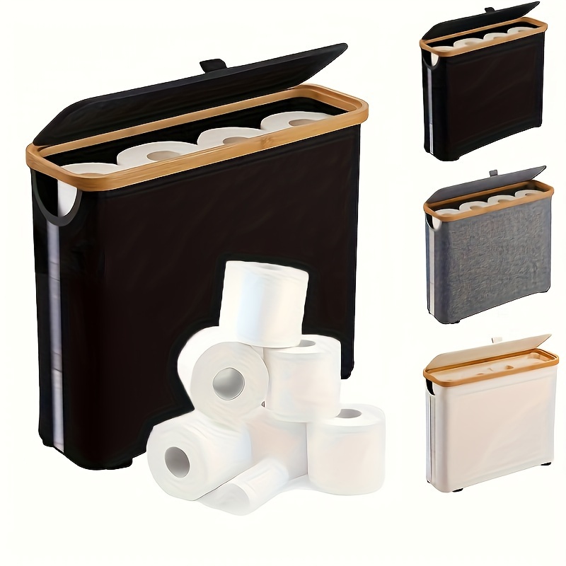 

Support de papier toilette en bambou Boho-Chic : Organisateur de salle de bain polyvalent avec panier de rangement pour mouchoirs, serviettes et plus - Parfait pour l'organisation du foyer