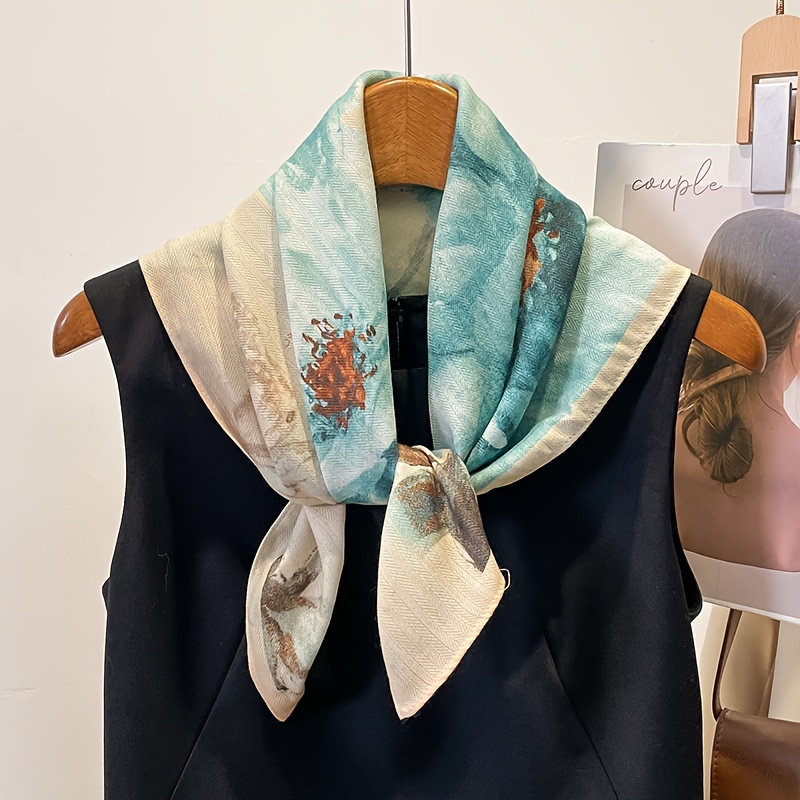 Printed silk and cotton headscarf