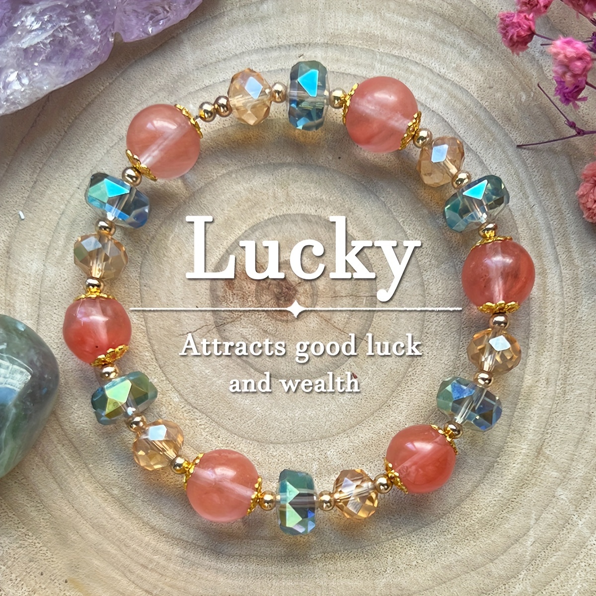 

1pc Lucky Bracelet Good Luck And Wealth. The Artificial Crystal Is The For Gift