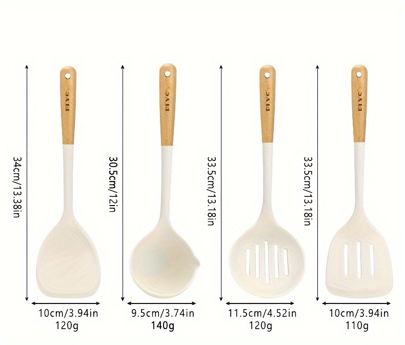 1/2/3/4/5/6/7 Pezzi Utensili Cucina In Silicone Manico Legno - Temu Italy