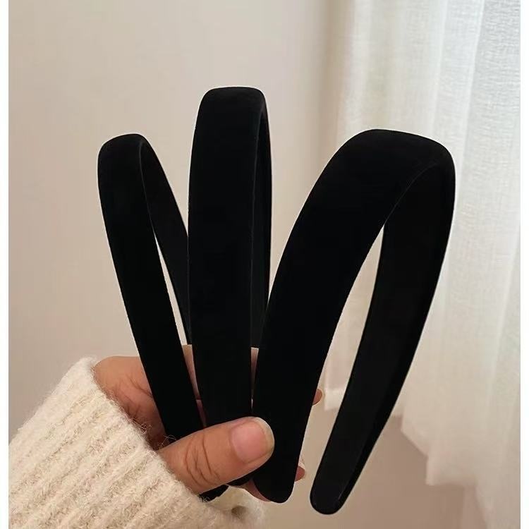 4 Fasce Per Capelli In Velluto Nero – Tesa Larga Antiscivolo, Retrò, Accessori Donna Per Capelli