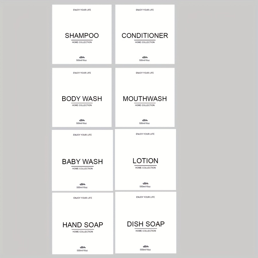 Image of Bathroom Kitchen Home Labels, Suitable For Shampoo Shower Gel Hair Cream Lotion Hand Soap Dispensing Bottles