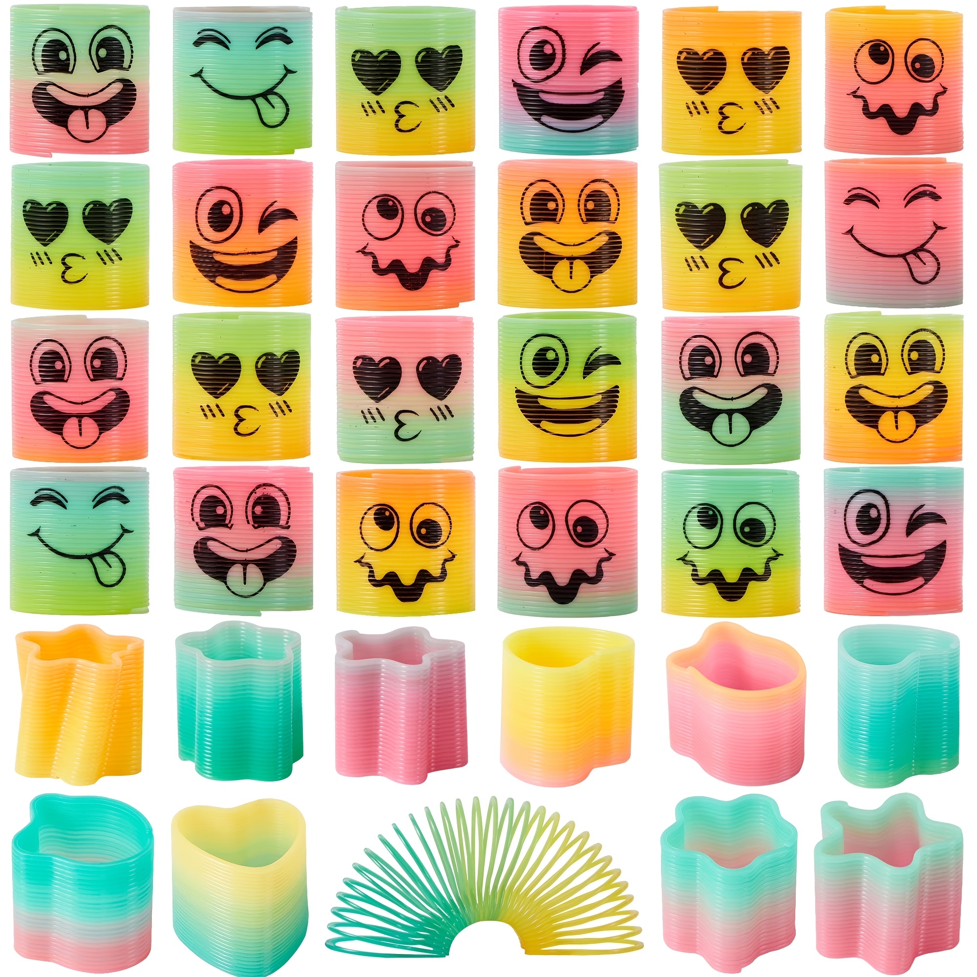 Syncfun 30pcs Spring Rainbow Party Favor, Mini Plastic Coil Spring Toy, Fidget Stress Coil Mini Springs Bulk Toys For Carnival Prize Birthday, Stuffers. Halloween Party Favors Gifts, Party Decoration