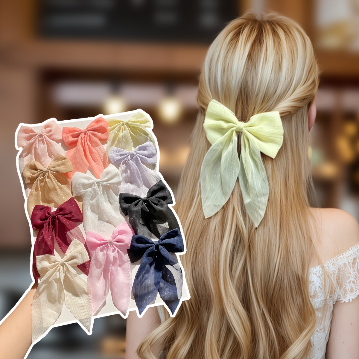 

11pcs Bow Set For Women, Assorted , , Bowknot , Accessories For Hairstyling,