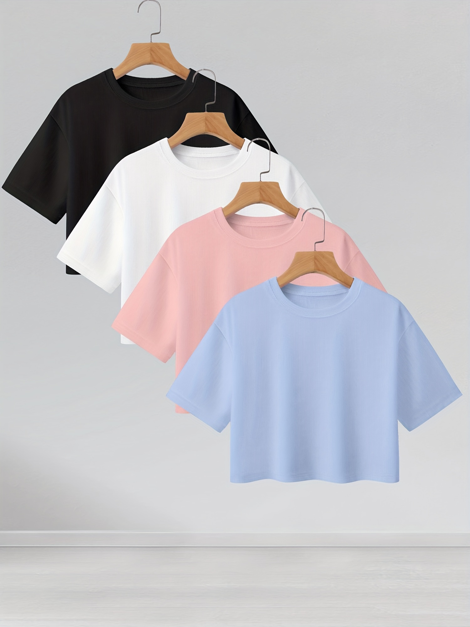 Manches Courtes Tee Shirt Bleu Pastel Femme T Shirts Courts