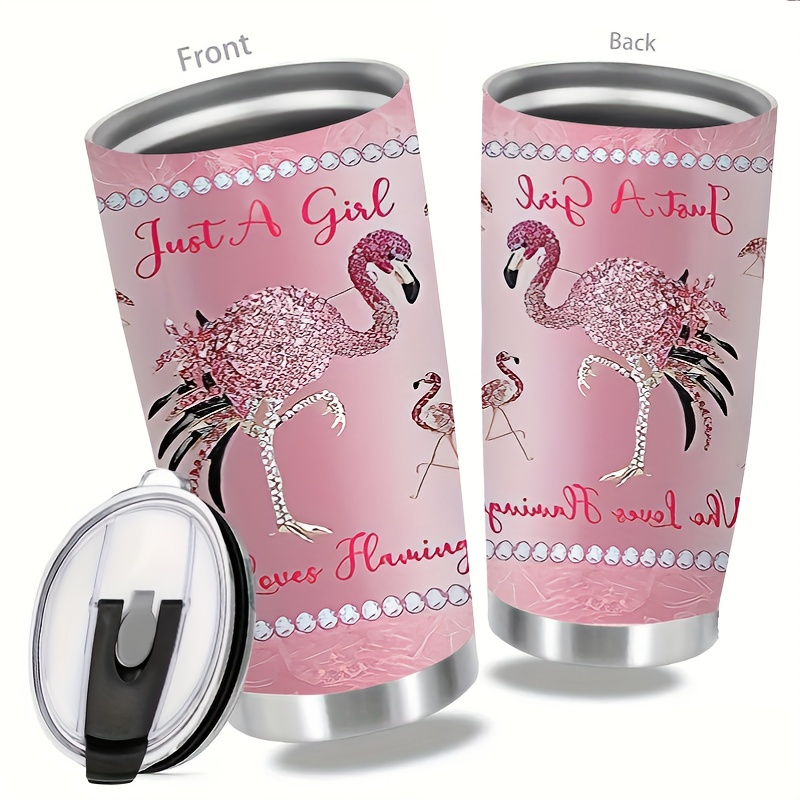 

Just A Girl Who Loves Flamingos - 20oz Stainless Steel Tumbler With Witty Quote - Double-walled Insulated, Spill-resistant Lid - Perfect Gift For Holidays & Birthdays, Tumbler For Cafe