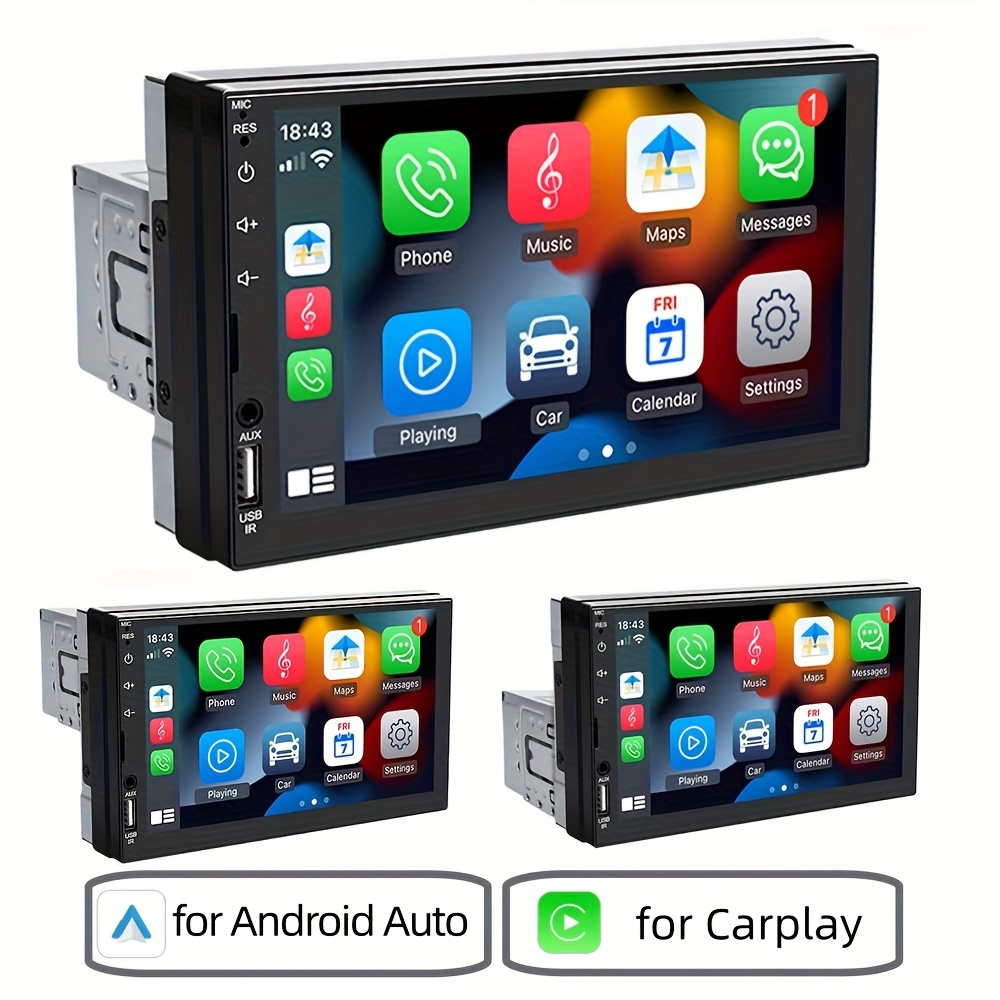 Изискан MP5 плейър за кола 1DIN/2DIN HD дисплей, кабелен Carplay и Android Auto, автомобилна аудио радиостанция за аудио и видео в автомобила, модни добавки за кола с дистанционни управления и камера без батерия