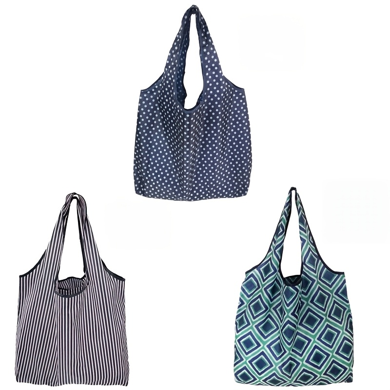 TEMU 3pcs Reusable Shopping Bags, Large Capacity With Drawstring Closure, Reusable Grocery Bags - Travel Tote Bags - |foldable Cute Fabric Storage
