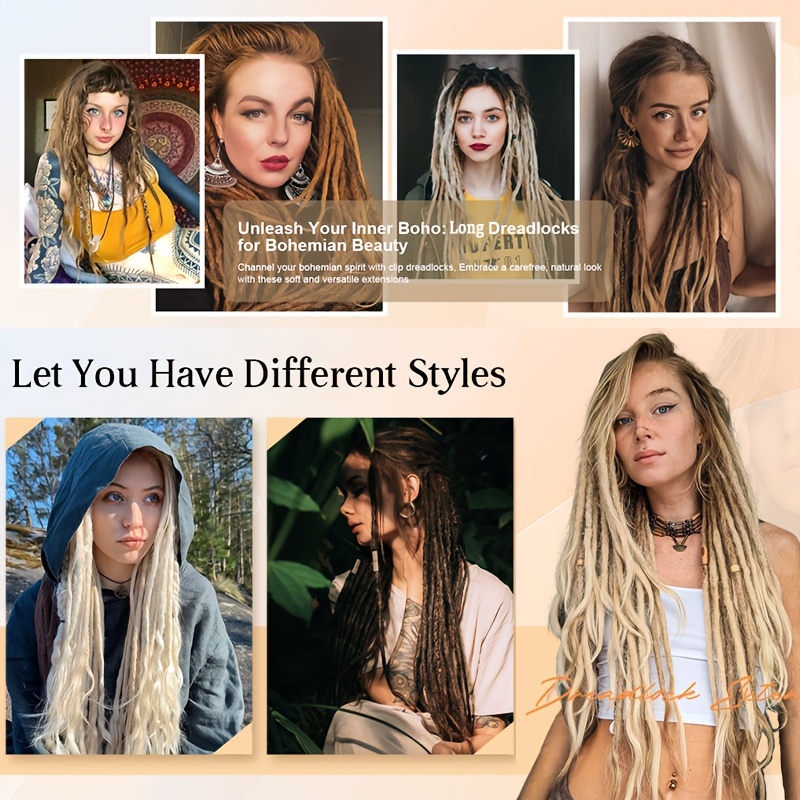 24 inch 3 packs hippie dreadlock extensions handmade crochet hair braids for women 15 strands synthetic locs with realistic texture and   design details 4