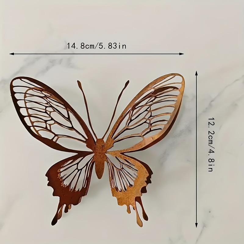 E-shop 1 Vintage Metall 8-Flügel Schmetterling Gartenskulptur - Rustikale Eisen Außenwanddekoration für Terrasse, Garten - Einzigartiges