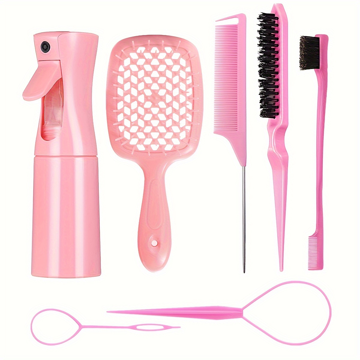 

7pcs Kit - Detangling, Styling, And Nourishing Types Massager, , Tail , And