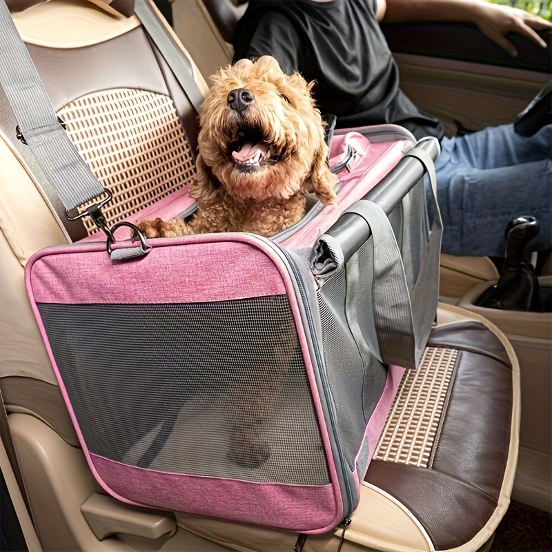 airline approved soft sided medium cat small dog carrier durable breathable collapsible travel crate with privacy panels zipper closure   interior ventilation mesh portable pet kennel for airplane car vet   easy to carry po