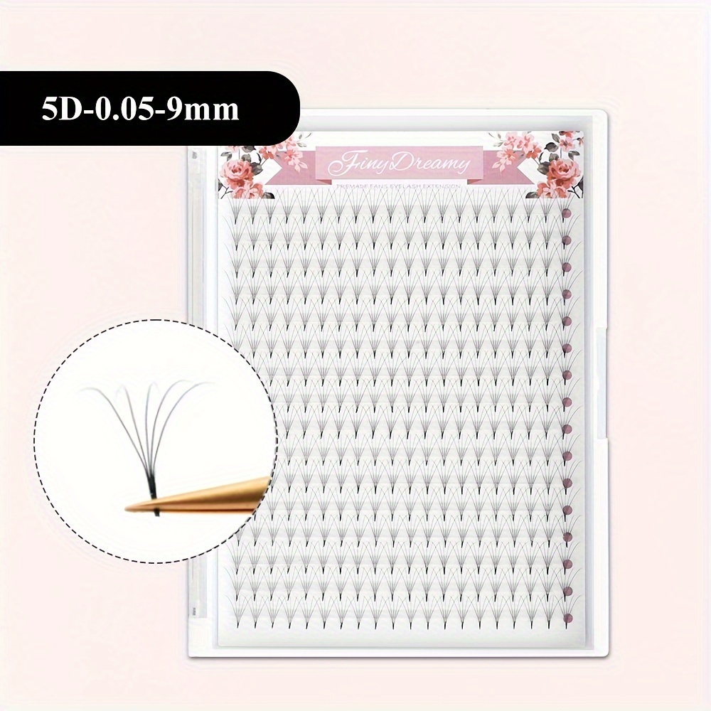 Image of 5d Premade Fans Eyelash Extensions Volume Lash Extensions 0.05mm Thickness Short Stem Heat Bonded Premade Fans Russian Volume Pre Lash Extensions