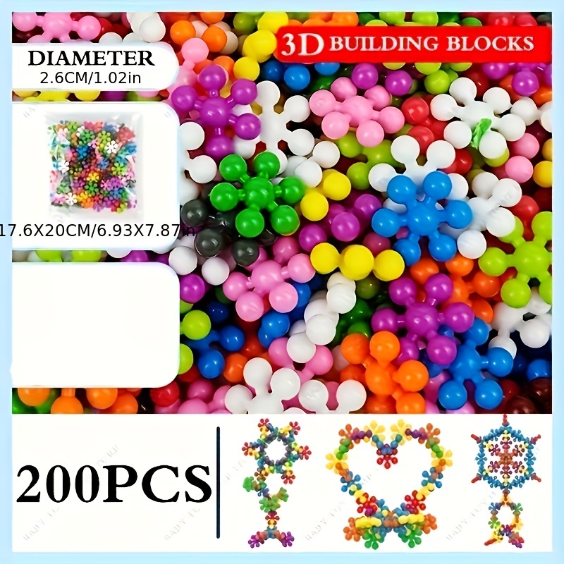 TEMU 60/100/200pcs Plum Building Blocks 3d Snowflake Building Blocks Diy Interlocking Puzzle Tree Trunk Education Plastic Assembly Building Toys