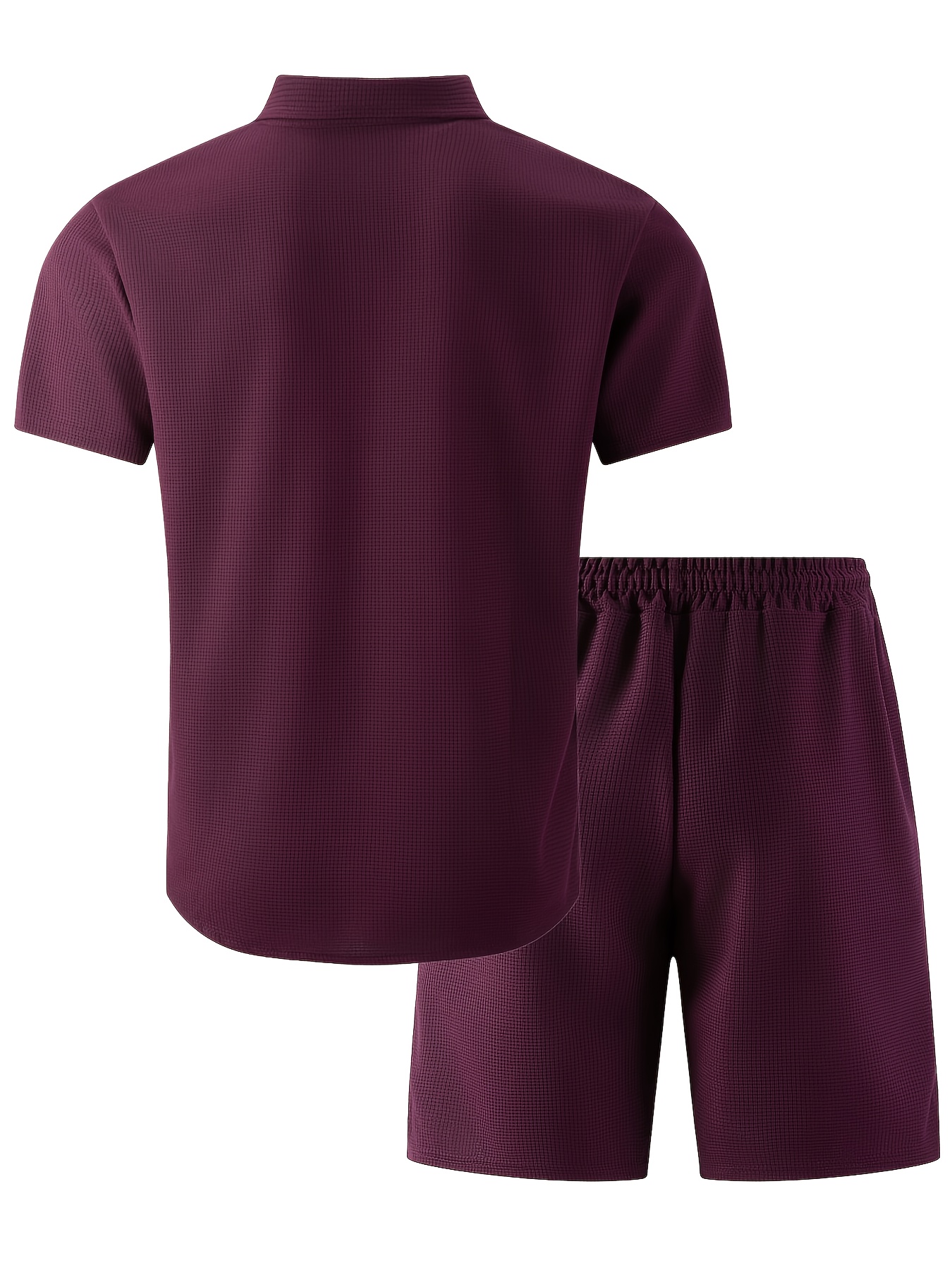 Men'S Waffle Knit Chest Pocket Short-Sleeve Shirt + Athletic Short-Sleeve Set