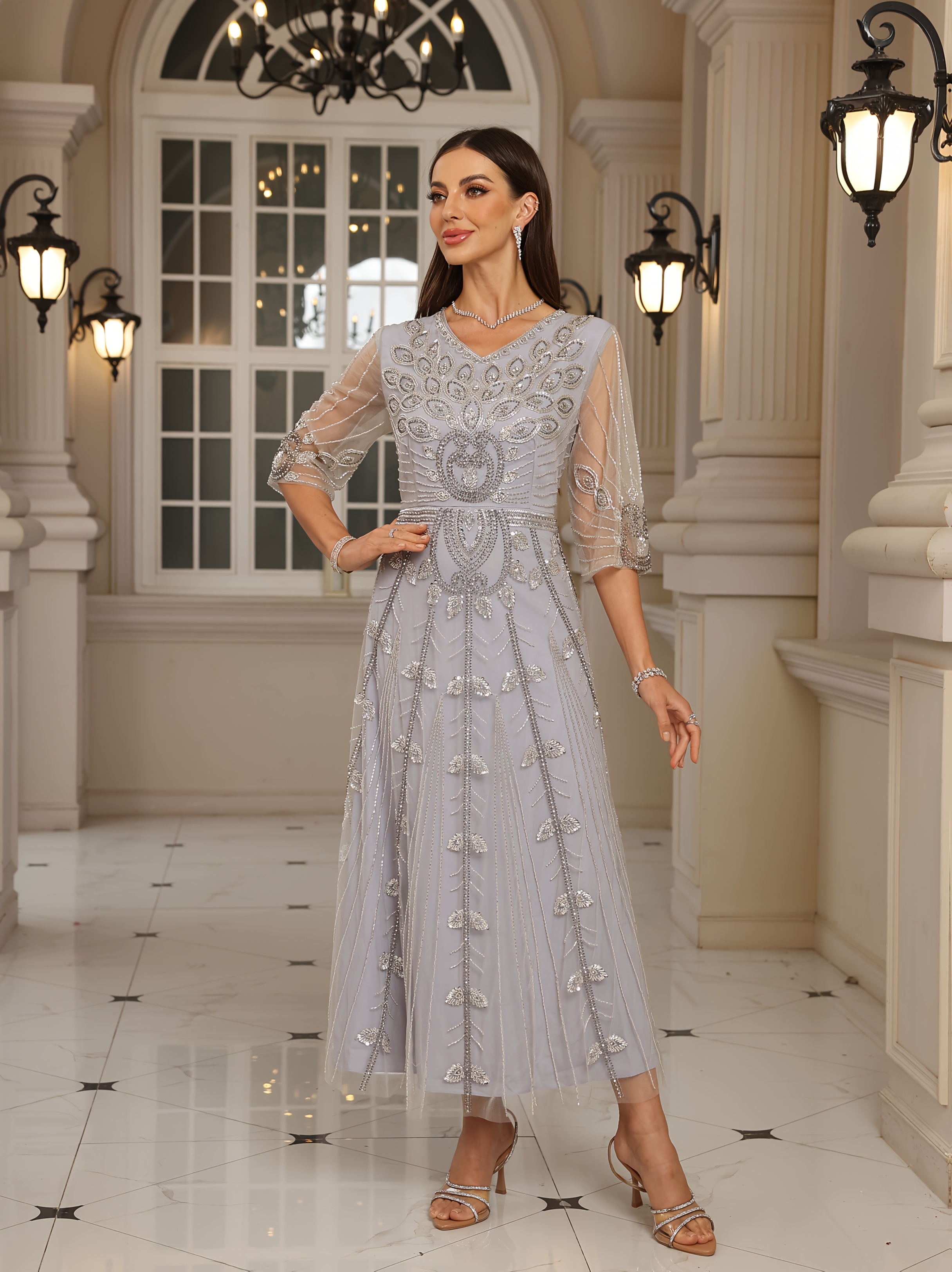 plus size beaded evening dress sequined beaded gorgeous - Temu Hungary
