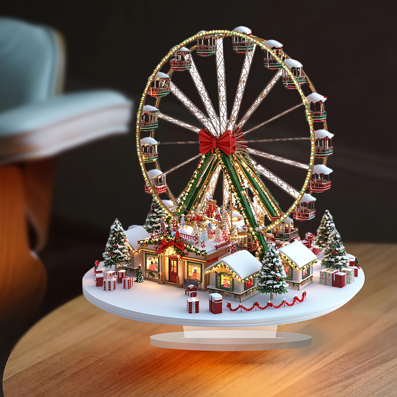 TEMU 2d Flat Acrylic Christmas Wheel Acrylic Decorative Sign & Plaque - Tabletop, English, Multipurpose, Holiday Ornament, Indoor Seasonal Display