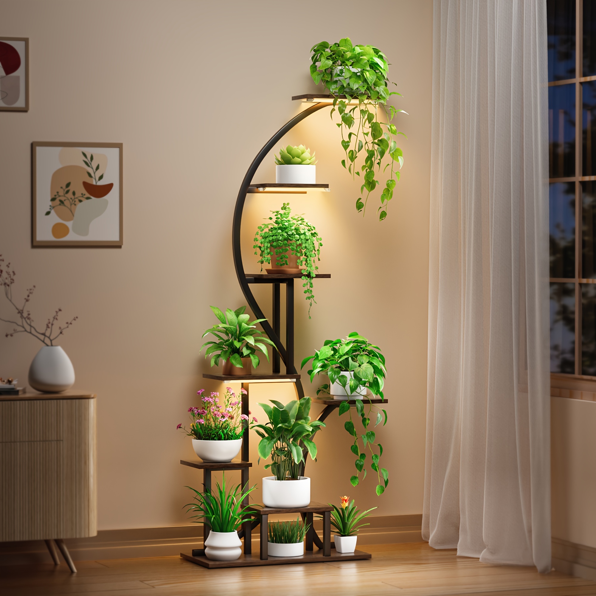 

Plant Stand Indoor With Grow Light, 8 Tiered Metal Plant Shelf Indoor, 65'' Tall Plant Stands For Indoor Plants Multiple, Flower Stands For Indoor Plants Living Room, Patio, Balcony 1 Pack