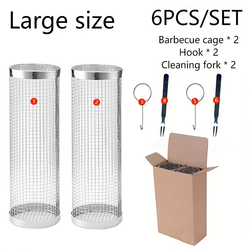 E-shop 6-teiliges Set, BBQ-Gitterkorb: zum Grillen von Fisch, Gemüse usw. – Küchenhelfer Zubehör für Zuhause Outdoor-Deko, Tragbare
