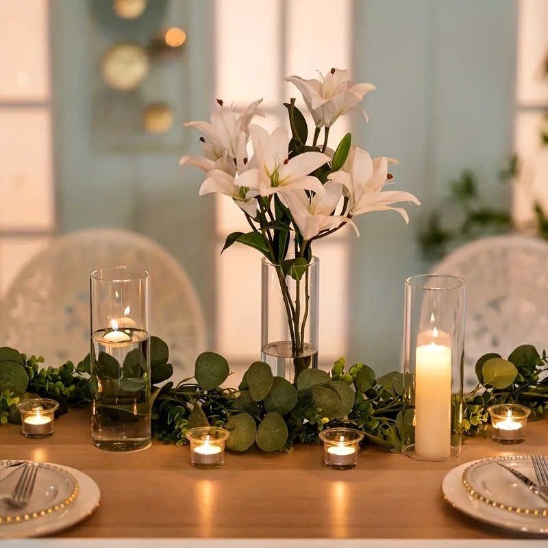 Set 36 Candele Cilindriche E Vasi In Vetro – Bianco Avorio, Altezze Varie, Centrotavola Per Matrimonio E Decorazione - 2