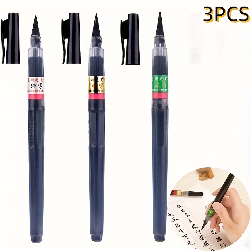TEMU Salmon Tail Pen Set - Large, Medium, Small | Compact Japanese Calligraphy Brush -drying Ink | Perfect For Art, Writing, And Calligraphy Practice
