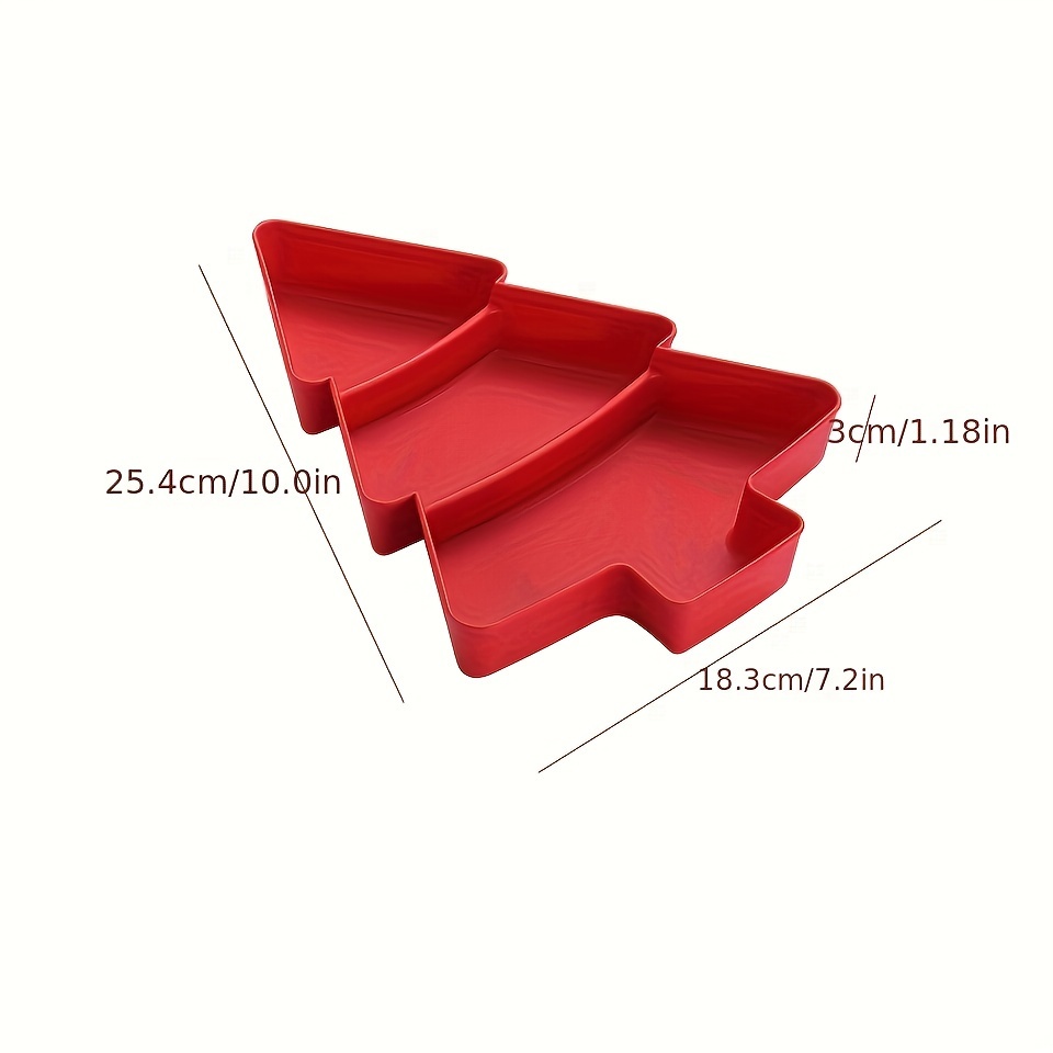 a pack of christmas tree shaped plastic trays separated appetizer plates suitable for candy salad dessert nuts food safety party trays for home office and holiday   details 4