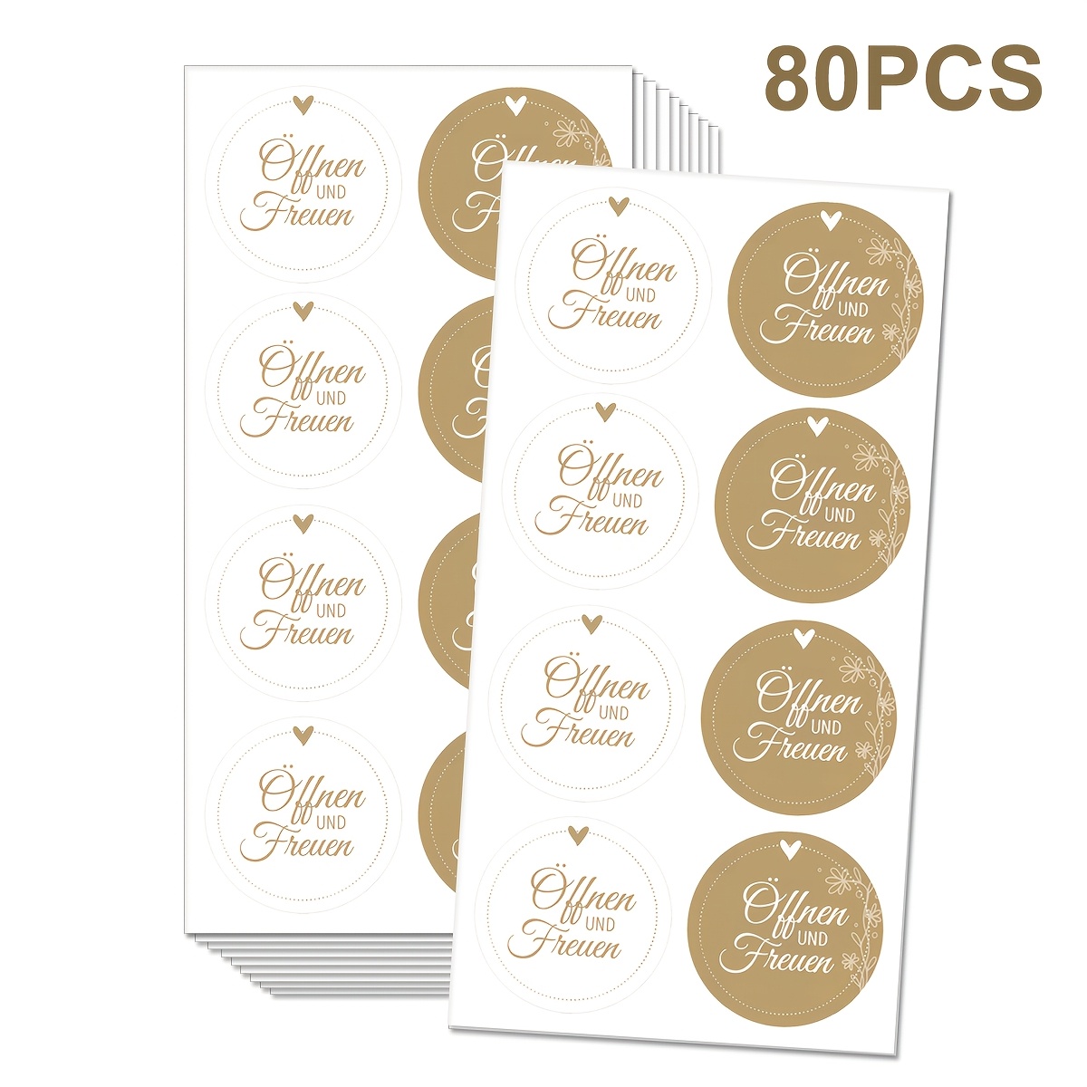 Image of 80pcs Gift Sealing Stickers Warm Stickers German 'open And Enjoy' Perfect For Gifts, Birthday, Retail, Market, Crafts, Catering Or Online Sending 1.97inch