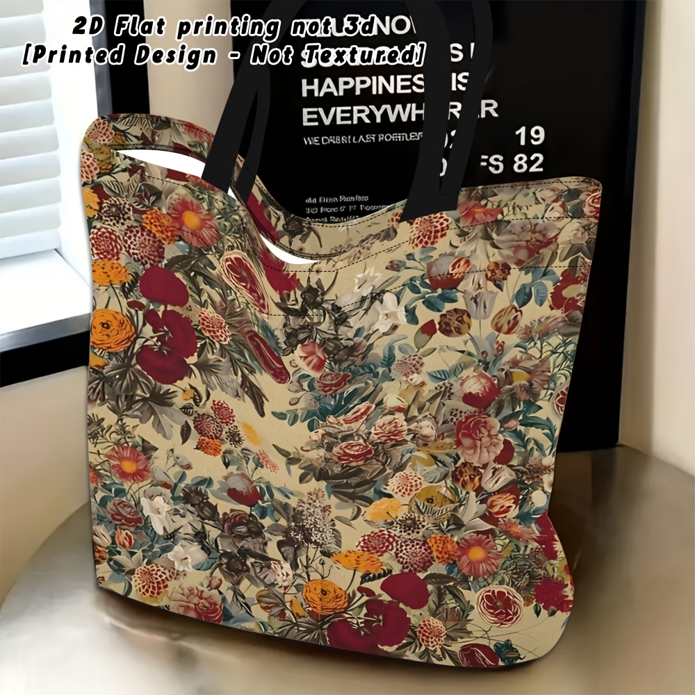 TEMU 1pc Women's Hemp Tote Bag Suitable For Outdoor Travel, Multi-functional Shoulder Bag With Machine Washable Minimalist, Spacious Casual Handbag