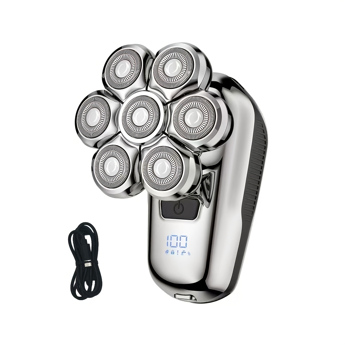 TEMU 7d Men's Electric Shaver For Bald Heads & Body Hair Removal - Cordless Rechargeable Waterproof Suitable For Wet/dry Use With Magnetic Detachable