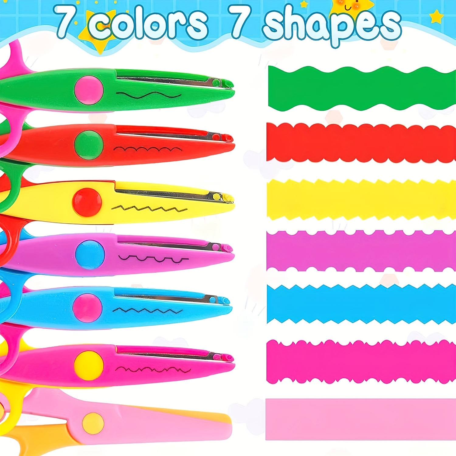 7 pairs paper edge scissors craft scissors and safe scissors colourful craft art scissors scissors for diy photos album scrapbooking   school mothers day gifts