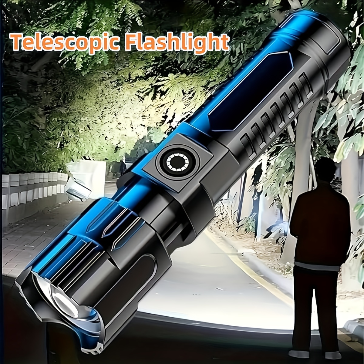 

Portable Led Strong Light Flashlight: Usb Rechargeable, Telescopic Zoom Torch, Multi-functional Outdoor Lamp, Suitable For Camping, Hiking, And Emergency Use (including Batteries)