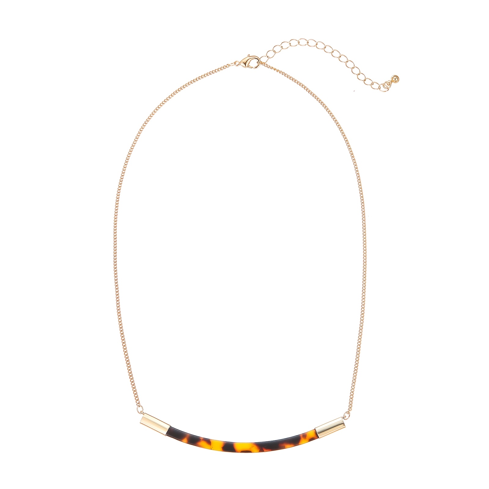 TEMU Fivllcrr A Stylish Women's Tortoiseshell Leopard Print Curved Necklace, A Easy Acrylic Pendant Necklace For Women, Everyday Parties, Choice For