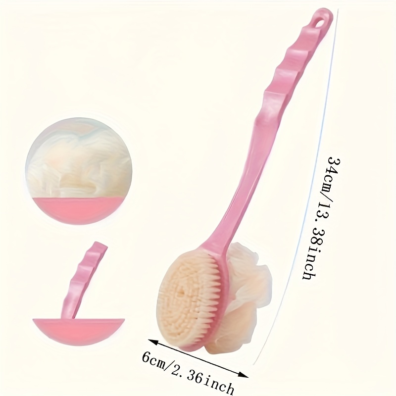 2 in 1 long handle bath brush body scrubber dual sided exfoliating brush with soft fibers back scrubber non toxic manual shower tool for gentle dead light beige removal no electricity battery needed ideal for   travel use       material beauty enthusiasts Product details 2