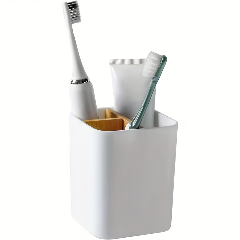 Bathroom Organizer Made Of With 3 Compartments For Toothbrushes And Toothpaste, Suitable For Electric Toothbrushes, Floss, And Razors