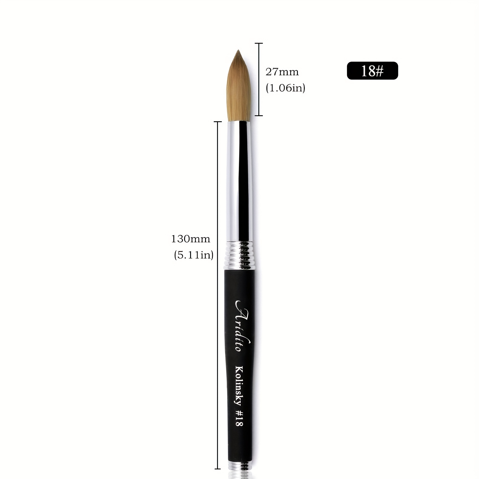 TEMU Aridito Round Head Acrylic Nail Art Brush With Black Metal Handle For Professional Manicure And (#12 #14 #16 #18)