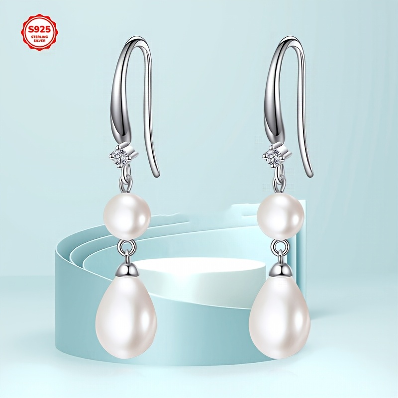 shell pearl earrings for women 925 sterling silver vintage dangle earrings shell pearl jewelry mothers day Product details 1