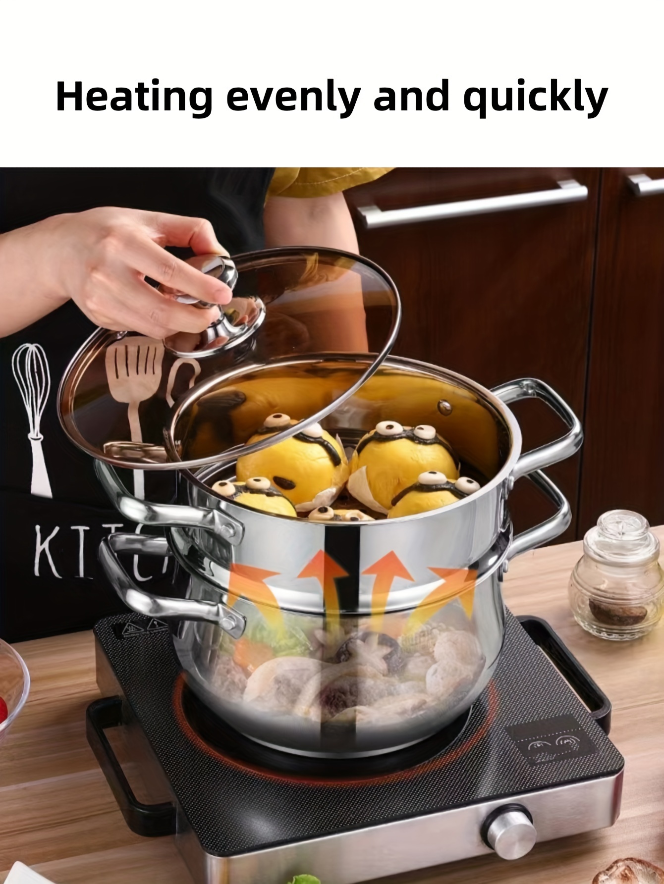 stainless steel double layer soup pot with curved handle thick multi functional cooker for home kitchens details 2