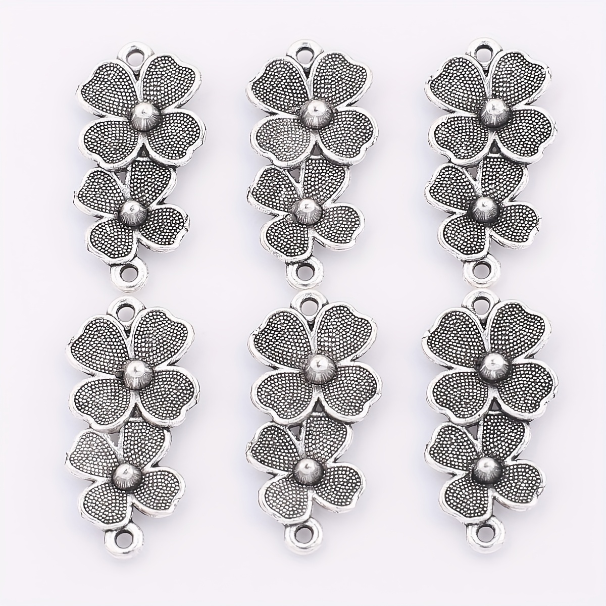 E-shop 20 Stück Doppelblumen-Verbindungsstücke, Legierung Schmuckzubehör für Ohrringe & Anhänger, DIY Halskette Armband Verbindungsteile,