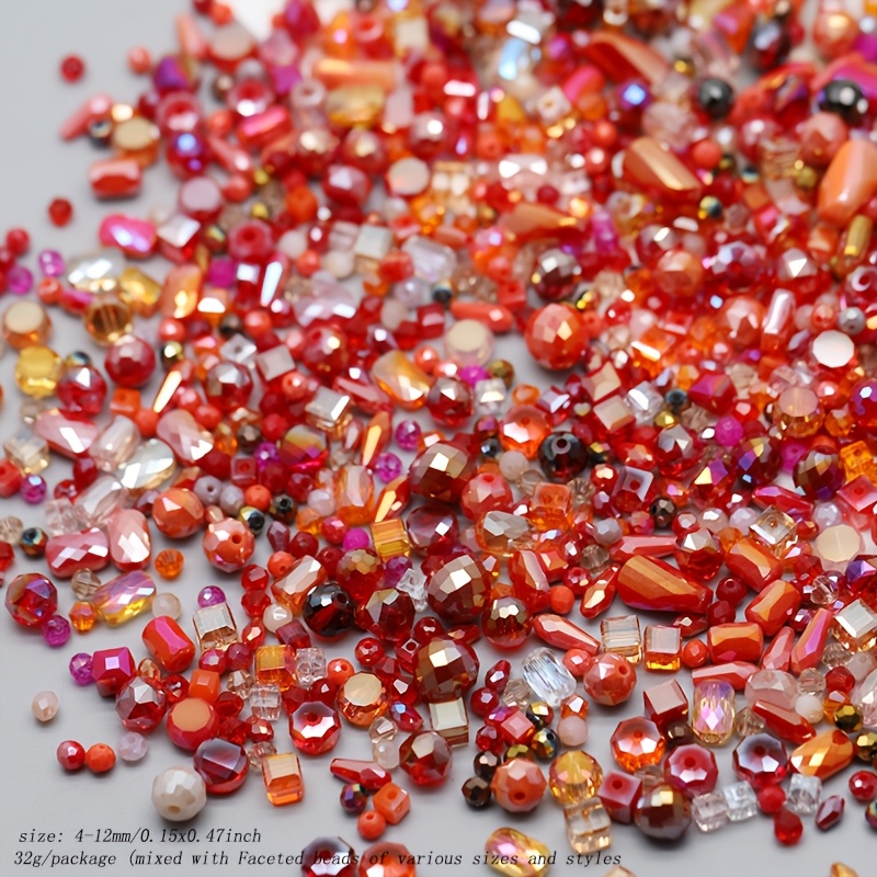 TEMU 32G/Sac 4-12Mm Nouveau Style Aléatoire (Boules de Fleurs Facettées, Gouttelettes d'Eau, Carrés, Perles Rondelles, Perles Torsadées, Perles Seau,