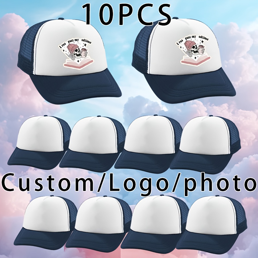 10pcs Custom Baseball Caps, Adjustable Mesh Trucker Hats