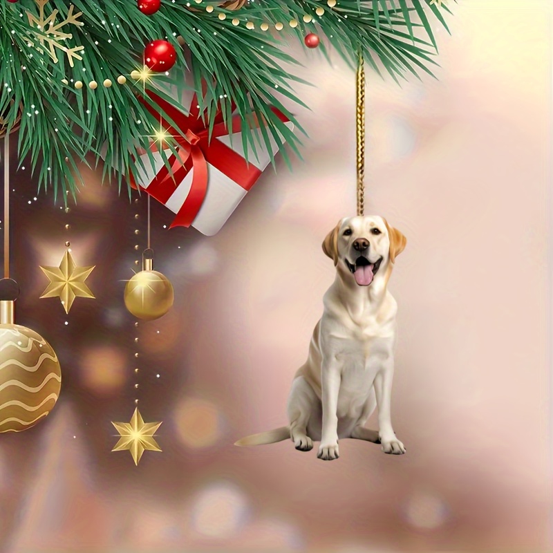 

1pc Acrylic Christmas Labrador Decoration - Multi-functional Ornament, Suitable For Car Mirror, Backpack Keychain And Party Supplies Decoration Accessories