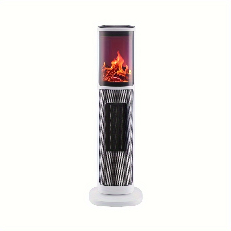 TEMU Indoor , A 750/1500w Ceramic Space Heater Featuring A Thermostat And , With A Digital Display, Realistic 3d Flame Effect, Timer, And Remote