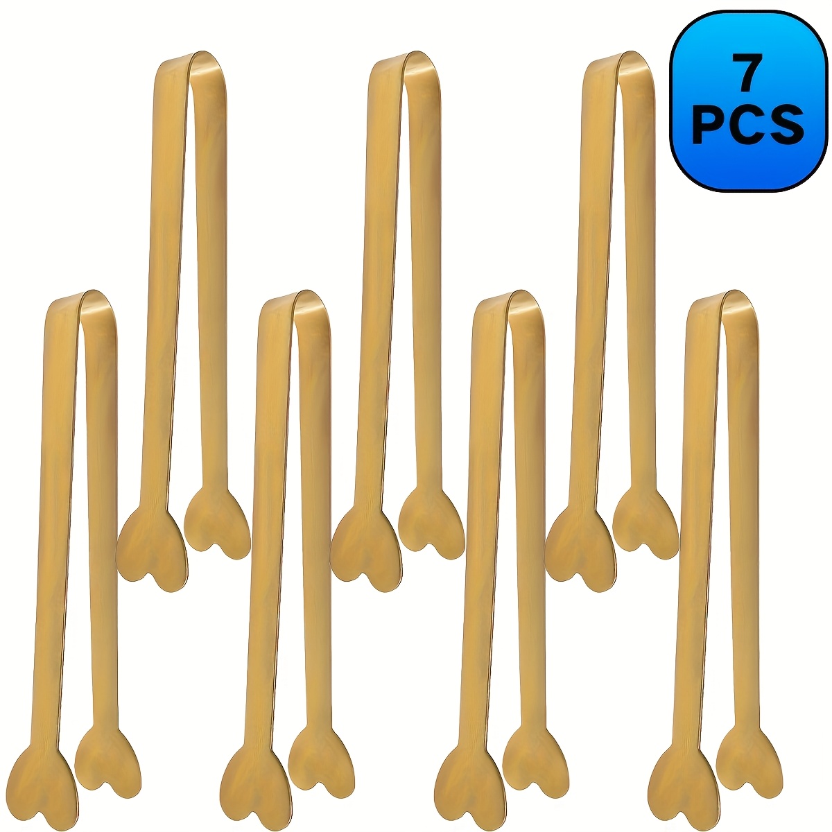 E-shop 3/5/7 Stück Luxus Goldene Mini Herzförmige Zuckerzangen - für Vorspeisen/Snacks/Bonbons/Käse, Hochwertige Edelstahl Kleine Servierzangen,