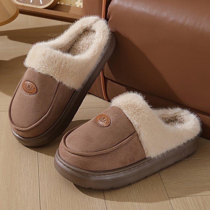 lined mens slippers with eva sole warm non slip indoor shoes for winter comfort details 1