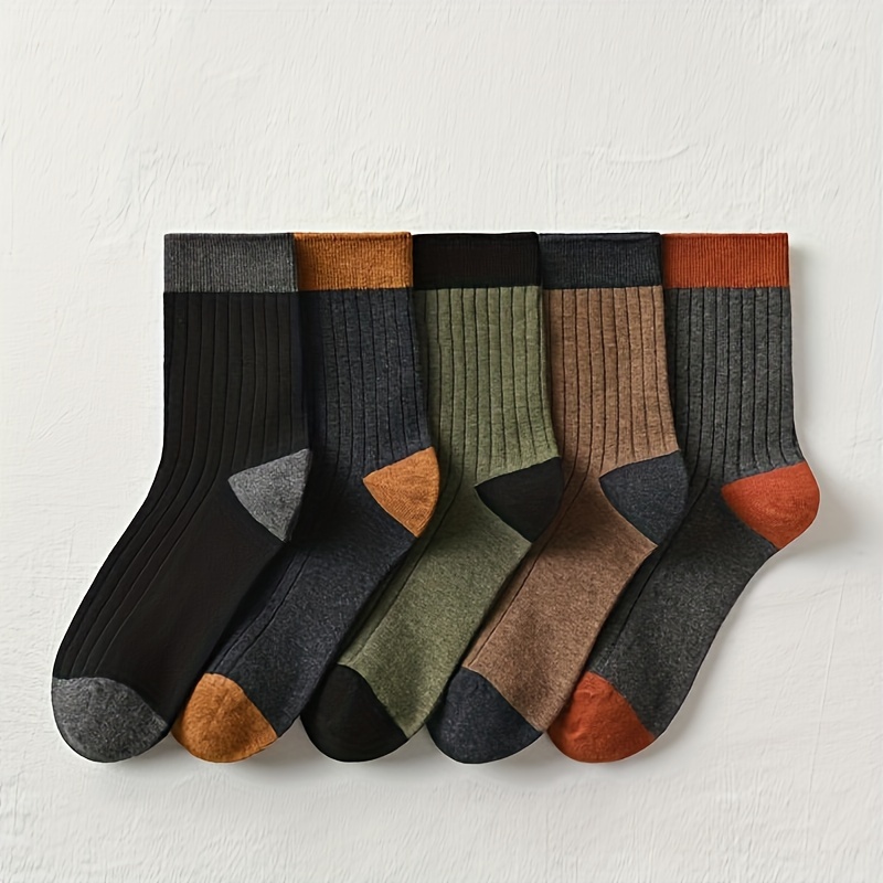 TEMU 5pcs Blend Crew Socks - , Soft & Stretchy For /summer