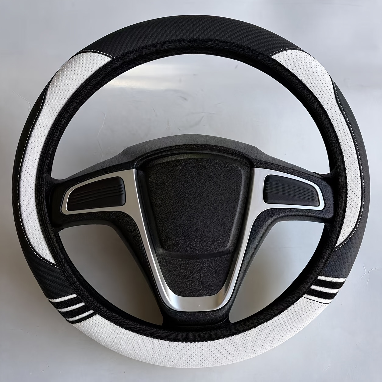 TEMU Car Steering Wheel Cover, Faux Leather Material, Fits 15-inch Steering Wheels, Inner Design, , Use