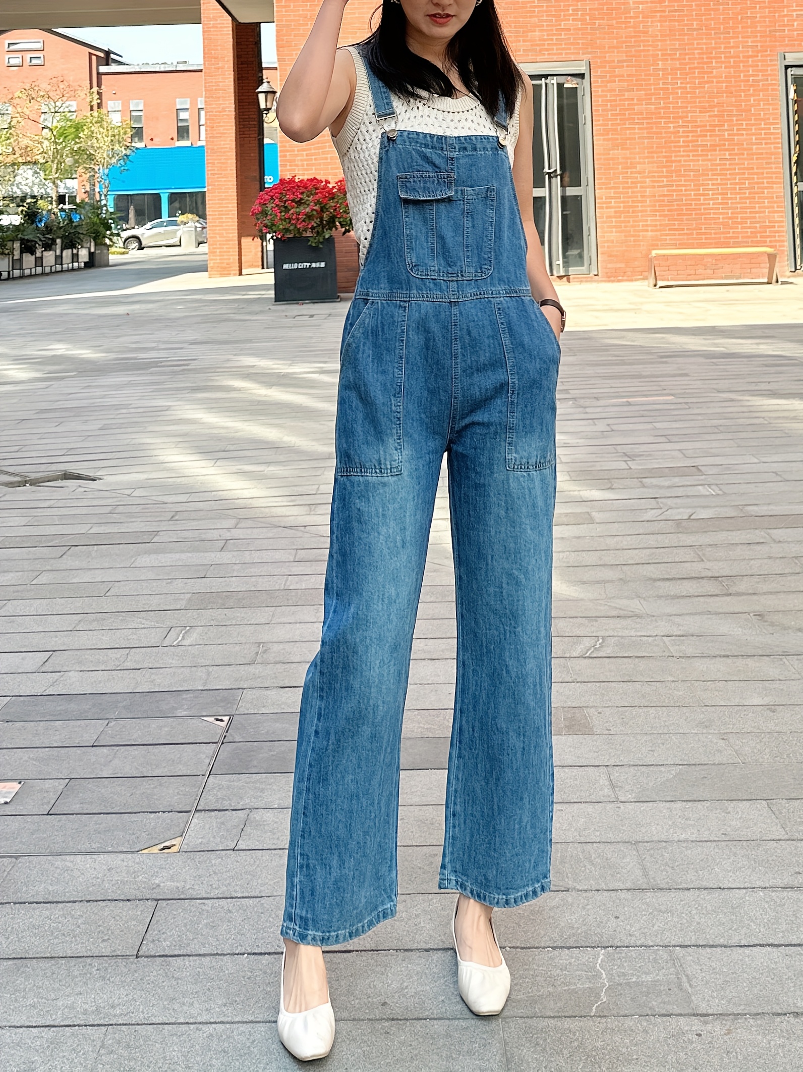 womens high waist denim overalls loose fit wide leg jumpsuit womens high waist denim overalls loose fit wide leg jumpsuit
