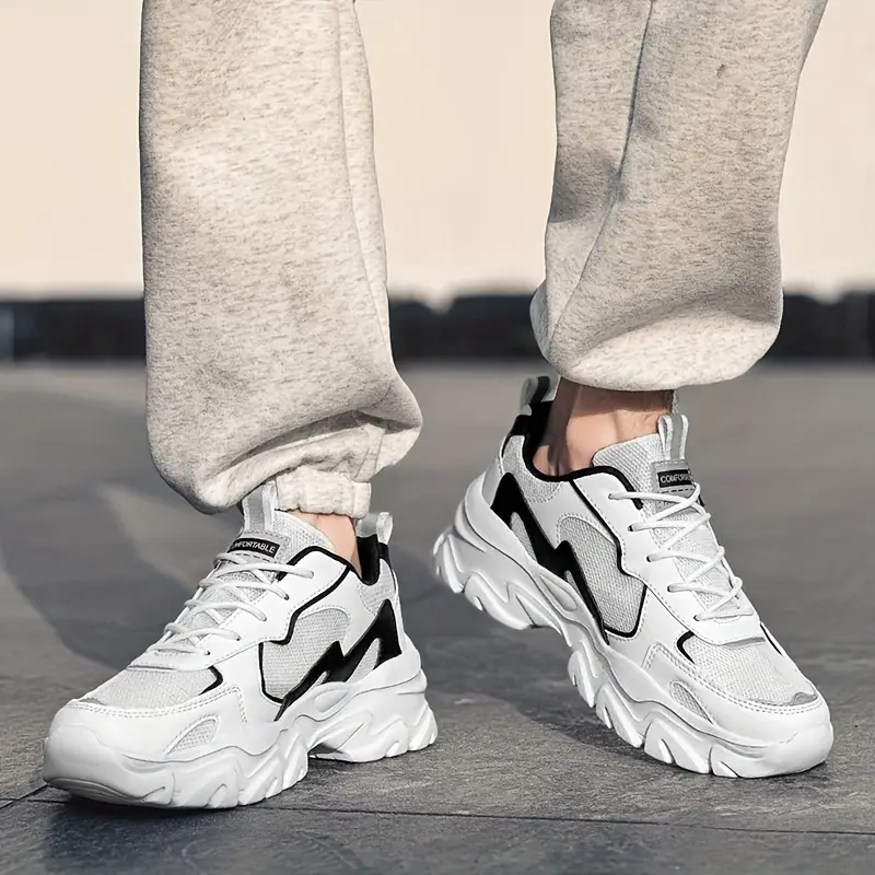 zapatillas deportivas casuales para hombre - malla transpirable y parte de pu, gruesa de eva, diseño con cordones para actividades al aire libre, correr y vestimenta casual, zapatos casuales para a dÃa | zapatillas bajas modernas | plantilla de tela cómoda Detalles del producto 9